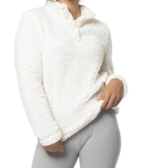 Purple Soft Fuzzy Pullover Sherpa Fleece Sweatshirt - Picture 4 of 4